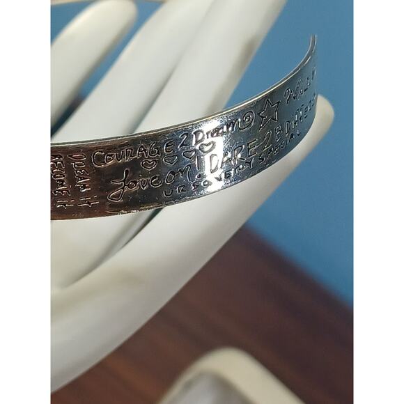 VTG Sterling Silver 925 LA Inspirational Love Life Be Brave Cuff Bracelet W/Box - Picture 5 of 15
